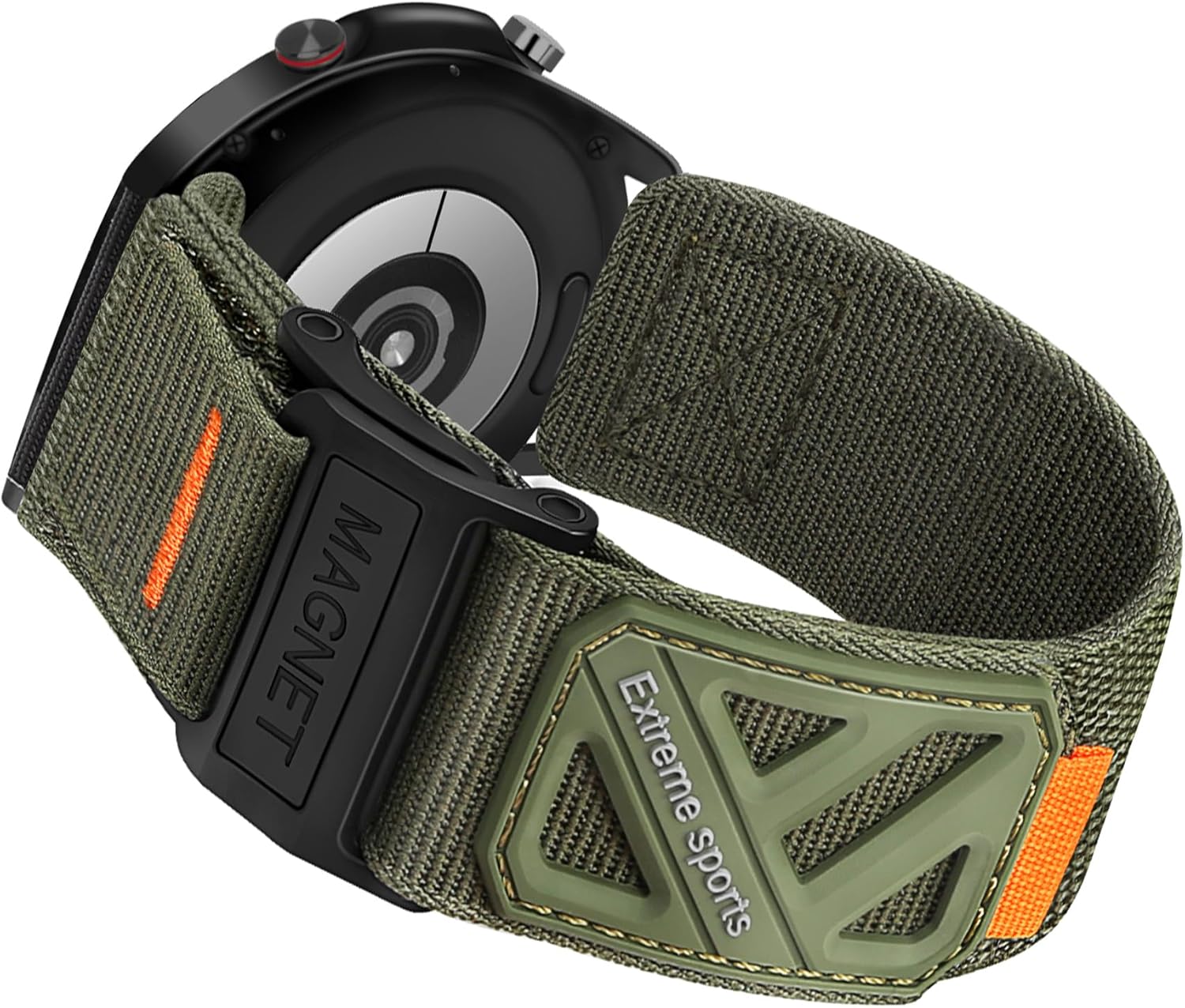 New Rugged Nylon Sport Watch Band 20mm 22mm Quick Release Watch Strap Magnetic Replacement Watch Strap 6 Colors (Black/Army Green/Navy blue/Grey/Orange/Purple) for Men Big Wrist