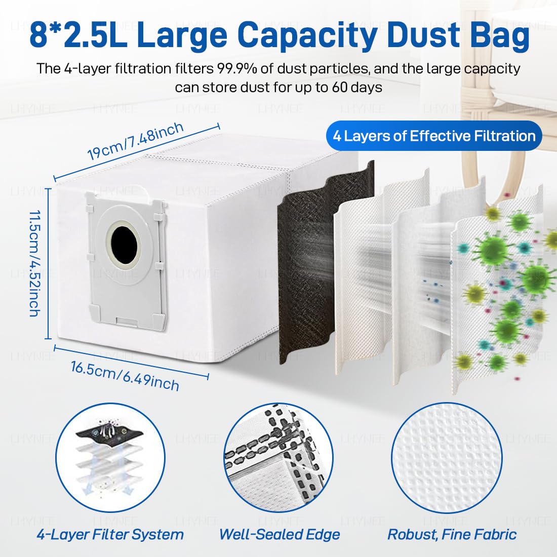 Set 4 Filtri Ricambio Per Serbatoio Acqua Ecovacs – Compatibile Con X8 Pro Omni, X9 PRO Omni, T80 Omni
