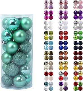 GameXcel 24Pcs Christmas Balls Ornaments for Xmas Tree - Shatterproof Christmas Tree Decorations Large Hanging Ball Teal 2.5