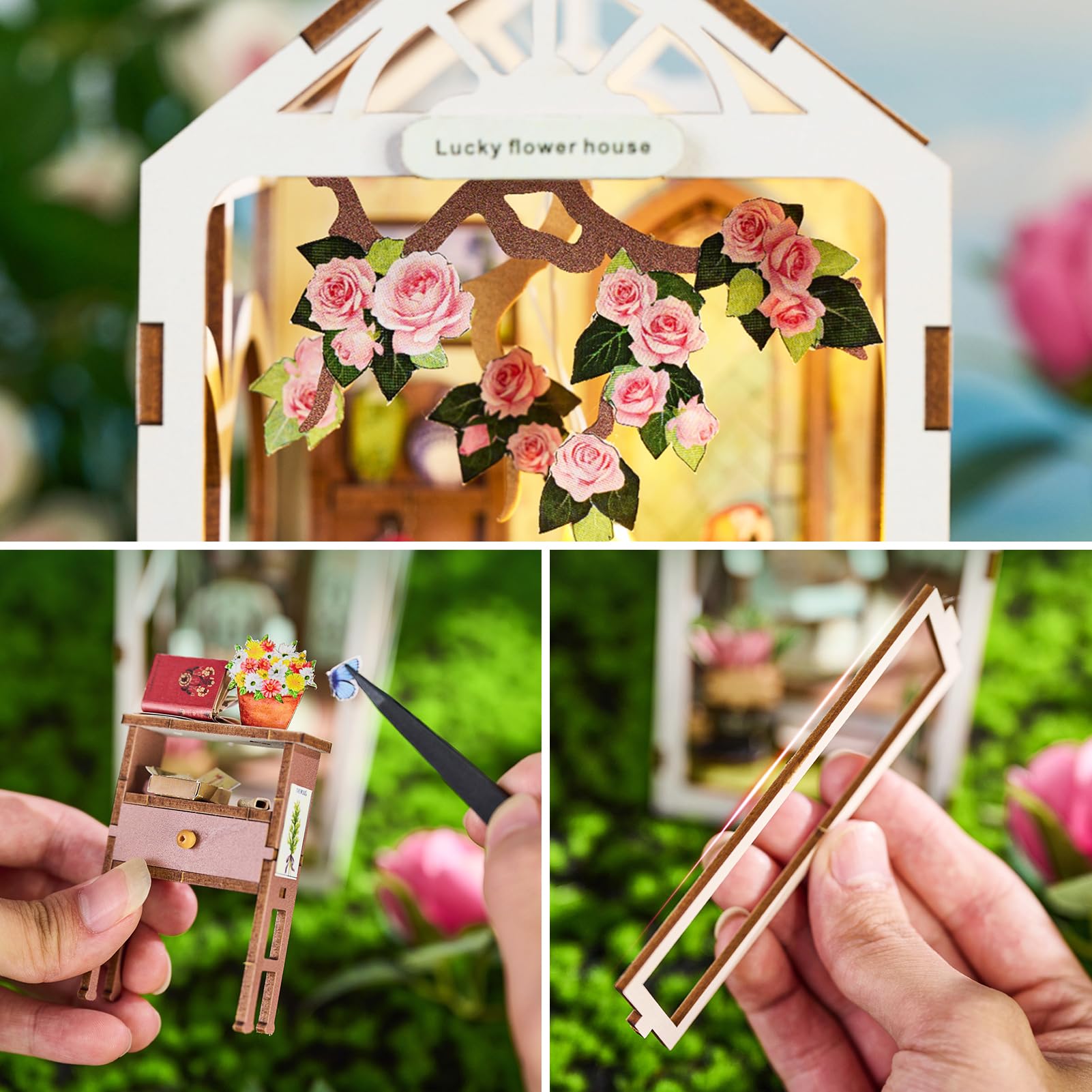 Kit De Maison De Poupée Miniature en Bois Meubles Faits à La Main Maison en Kit