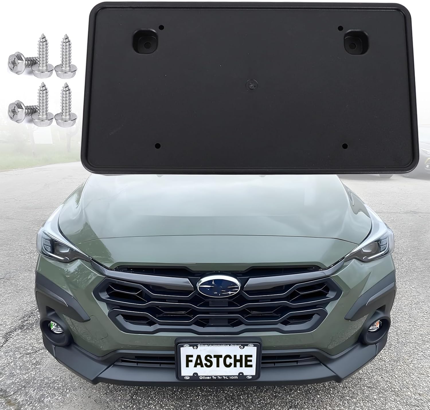 FASTCHE Front License Plate Frame Compatible with 2024 2025 Subaru Crosstrek (Not Fit for Wilderness Edition) Front Bumper License Plate Holder Mounting Bracket Cover