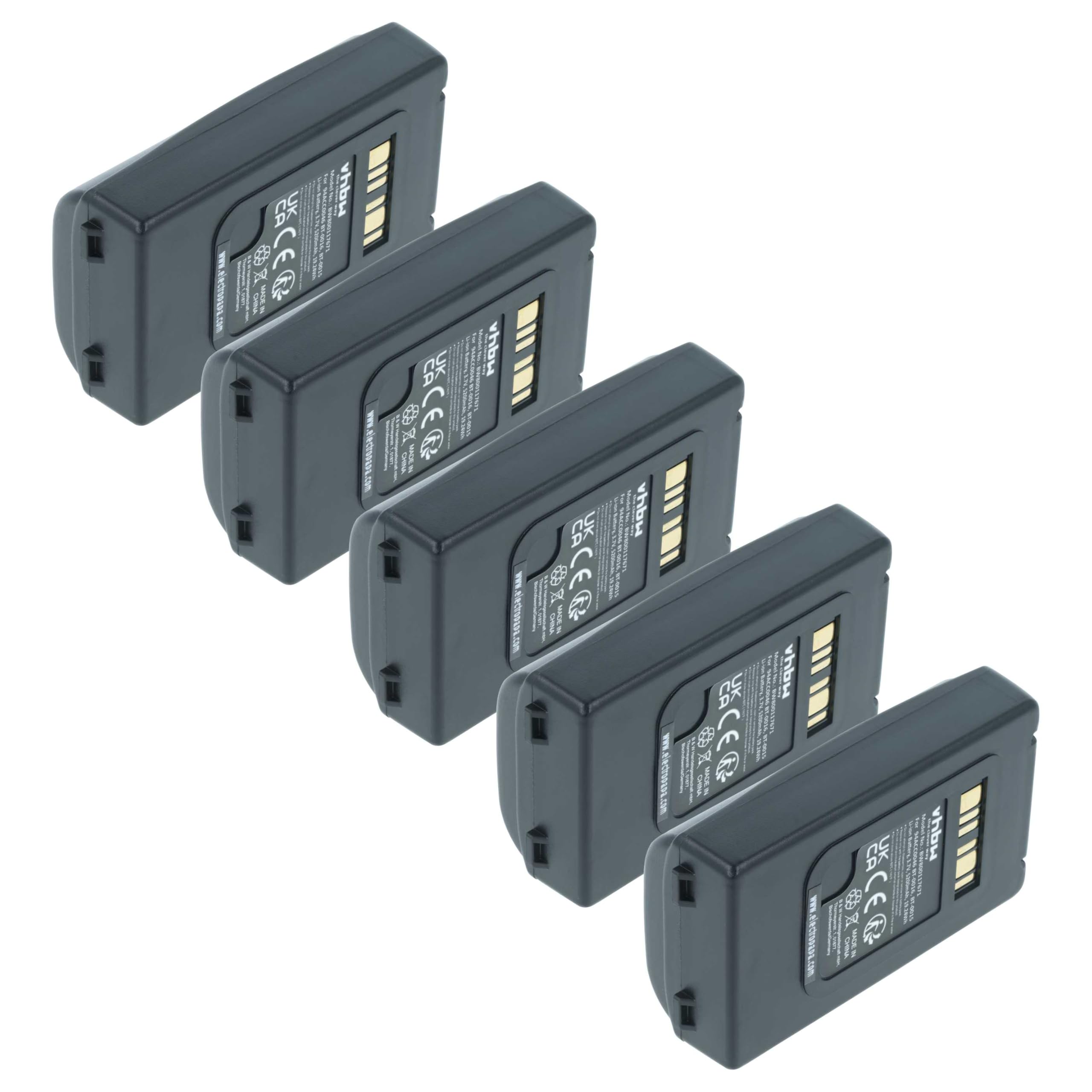vhbw 5x batteria compatibile con Datalogic Skorpio X4, Skorpio X3 lettore di codici a barre, POS (5200mAh, 3,7V, Li-Ion)