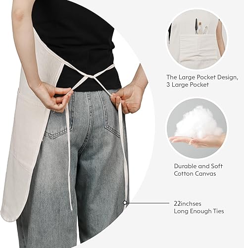 Miniatura 3 de KEVIN&SASA CRAFTS Delantal de pintura para hombres y mujeres, profesional para pintura acrílica, óleo y acuarela, con 3 bolsillos, delantal