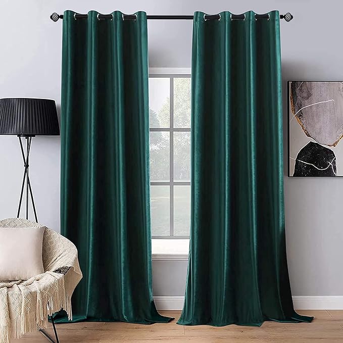 MIULEE Dark Green Velvet Curtains Room Darkening Blackout