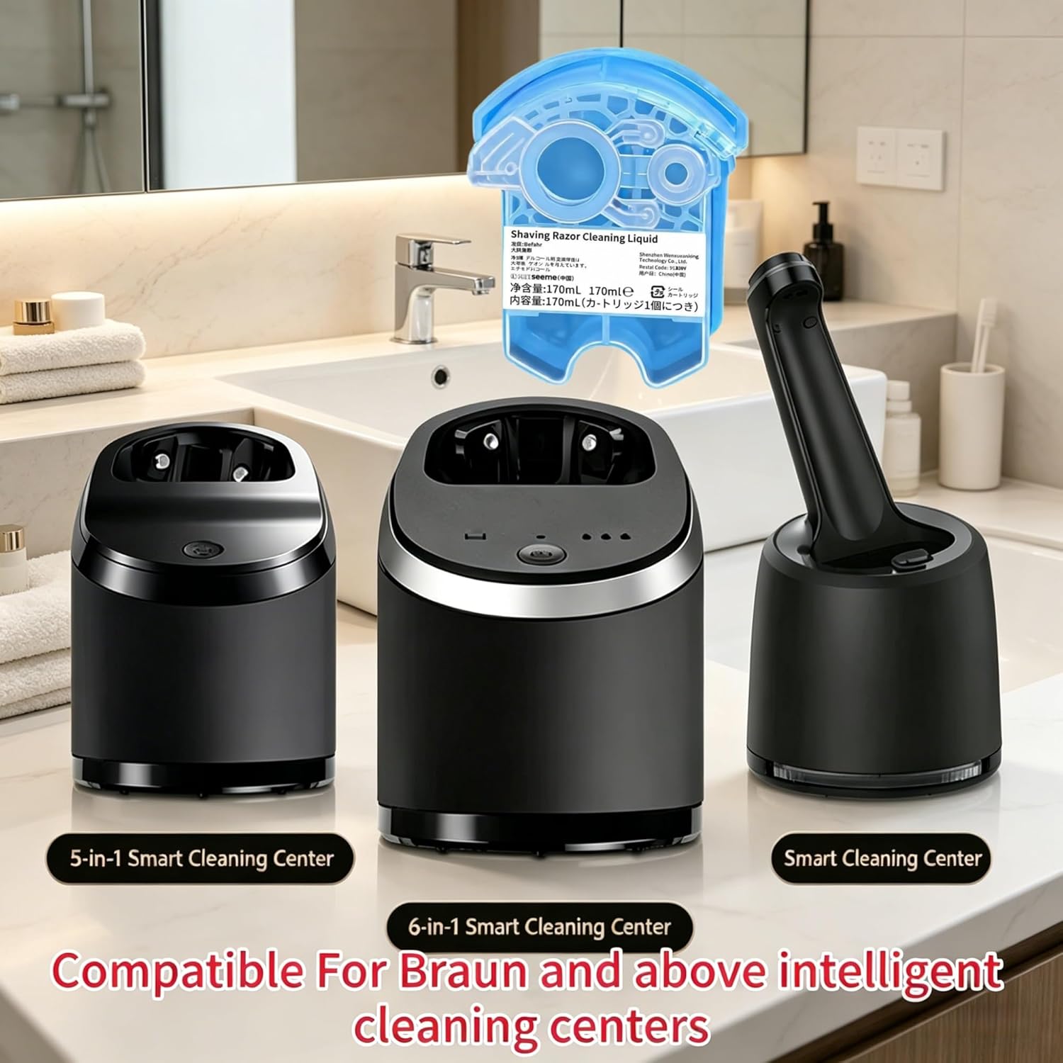 Compatible With Braun, PACK OF 2 170ml Clean And Renew Refill Cartridges CCR2/4, Razor Cleaning Solution, Cleans Your Shaver, Removes Residual Hair & Skin Particles