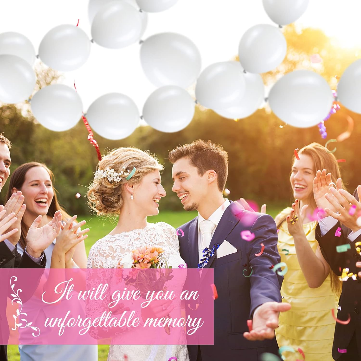 Meanplan 100 Pcs Link Balloon Quick Linking Latex Connected Balloons Linkable for Easter Wedding Independence Day Birthday Party Decoration(10 Inch,White)