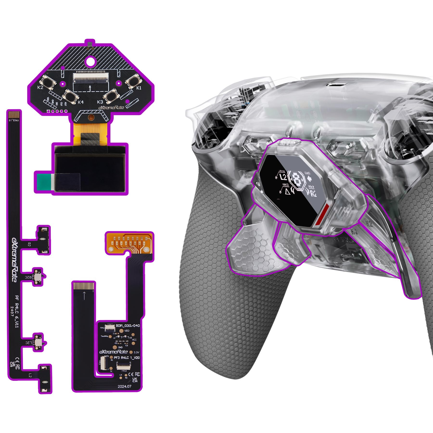 Palette manette PS5 BDM-030 040 boutons programmable OLED clicky trigger stop transparent - 7