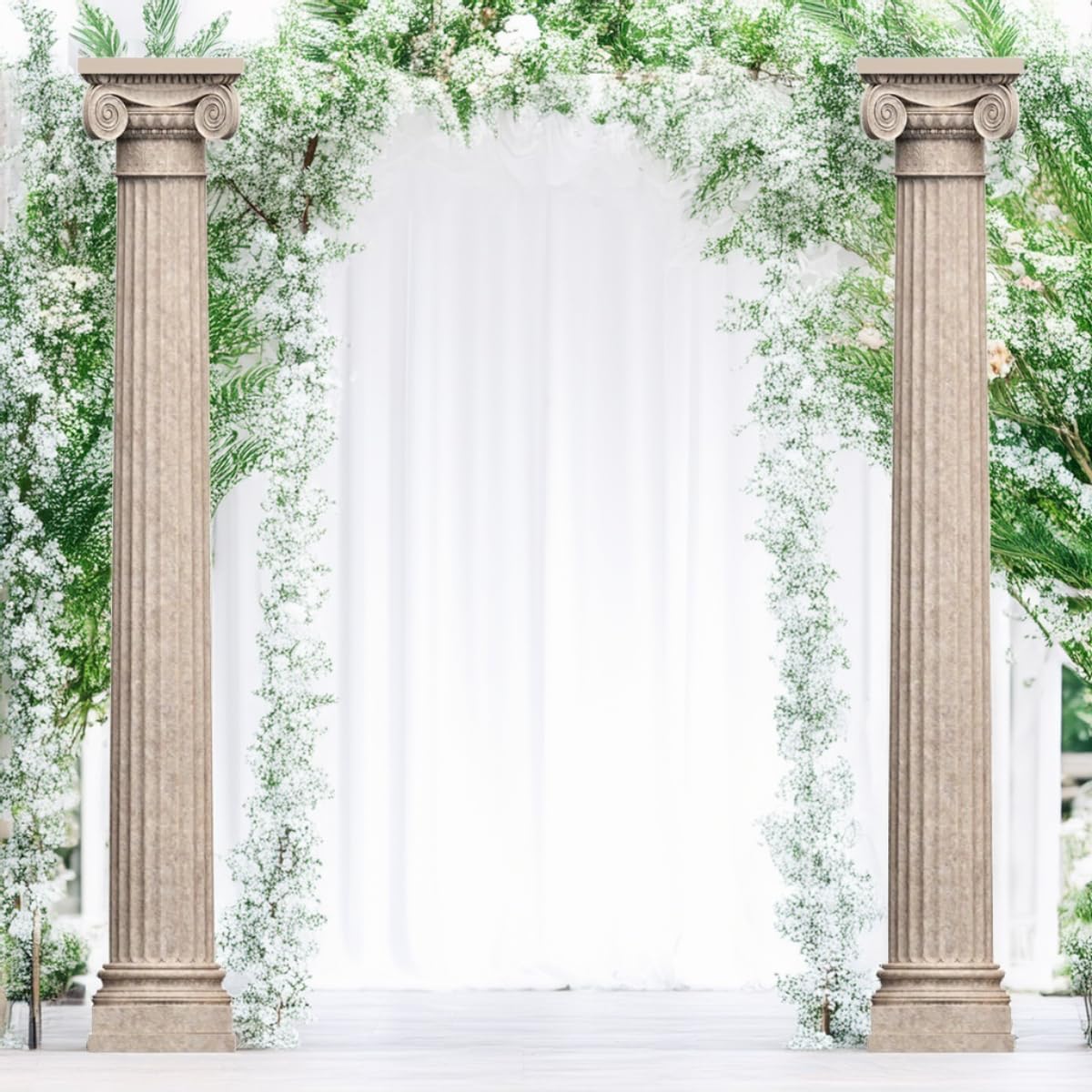 Two Life Size Cardboard Cutout Standup | Waterproof Lifesize Decrative Roman Columns for Weddings (Ionic)