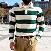 Camisa Polo de Rugby con Rayas para Hombre, Manga Larga, Cuello Solapa, Pullover 5
