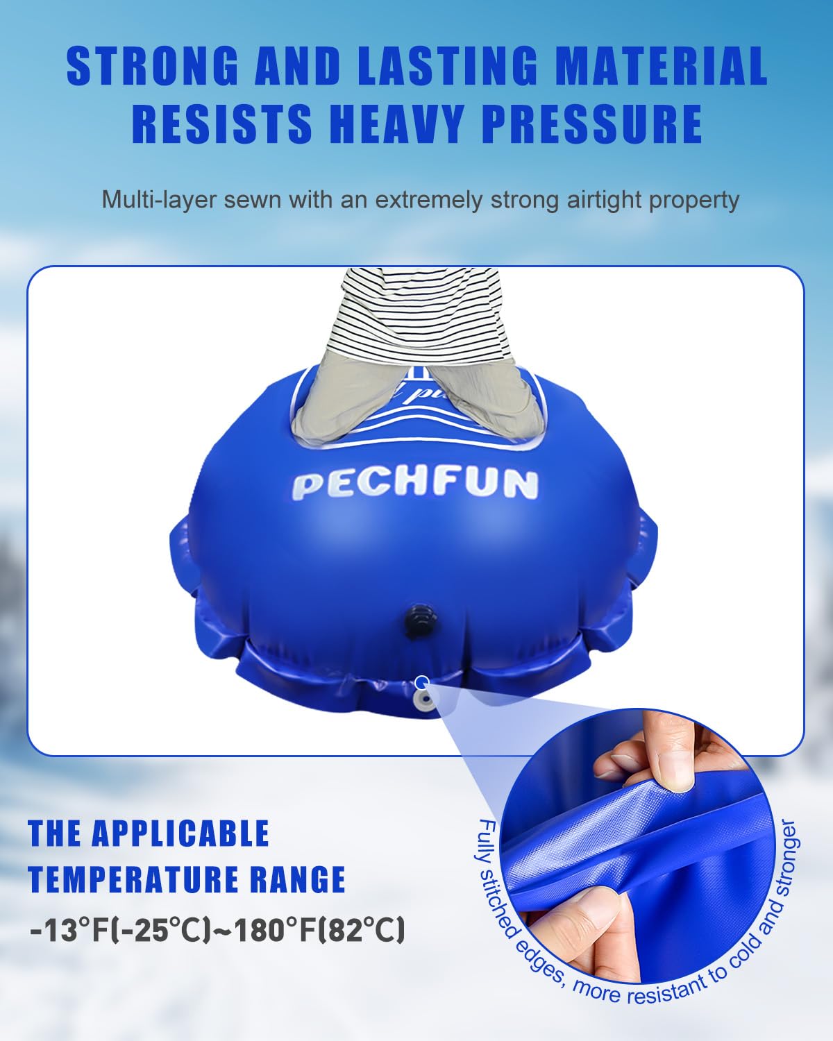 Coussin Piscine Hivernage, 120×120cm Coussin Hivernage Piscine Hors Sol, avec Valve de Sécurité et Double Couture, Kit de réparation Inclus, Circulaire