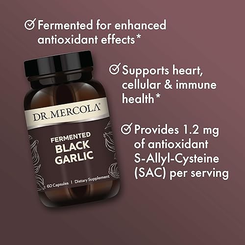 Miniatura 4 de Dr. Mercola Suplemento dietético de ajo negro fermentado, 30 porciones (60 cápsulas), apoya la salud inmunológica y la presión arterial, sin OMG,