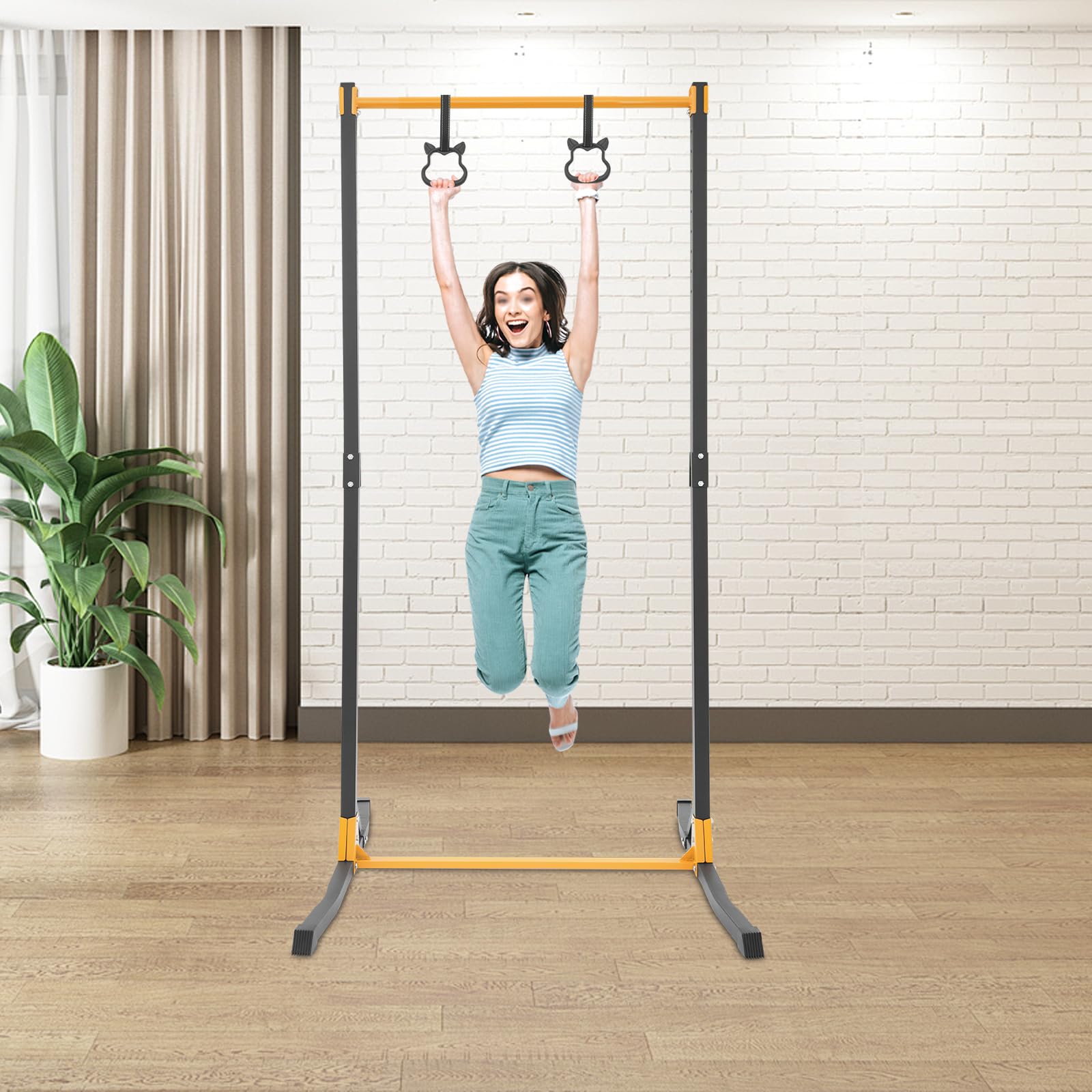 Barra per trazioni da arrampicata regolabile con anelli per l'allenamento superiore a casa e palestra, regolabile in altezza e antiscivolo per gli appassionati di fitness e l'allenamento della forza
