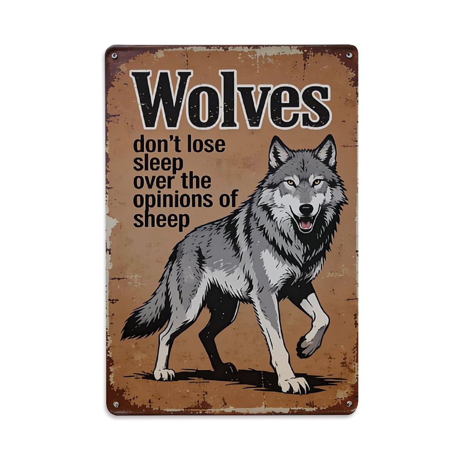 Nestemfo Vintage Wolves Dont Lose Sleep Tin Sign Metal Sign, Living Room,Bar, Home, Bedroom Wall Decor,Retro Metal Poster 8X12 Inches