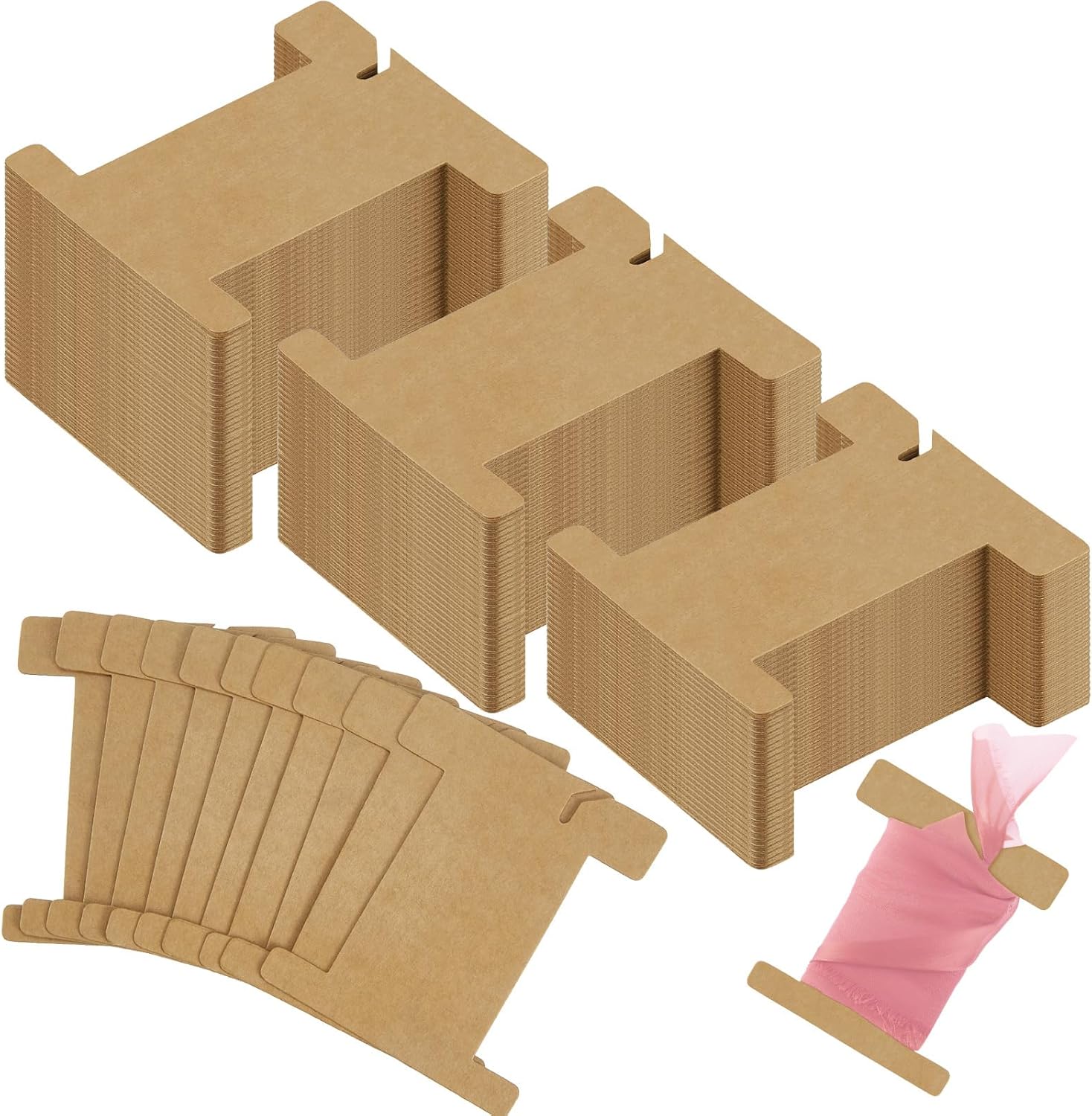 Gueevin 300 Pcs Ribbon Organizer Set Cardboard Ribbon Spools Embroidery Floss Holder Organizer Embroidery Thread Holder Empty Cardboard Yarn Bobbin for Cross Stitch Craft DIY Sewing