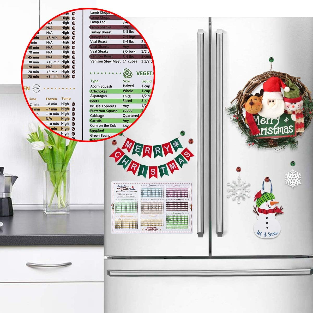 2 Pack Magnetic Cheat Sheet Compatible with Instant Pot Food Magnet Cooking Times Accessories for 90 Common Prep Functions (Large)