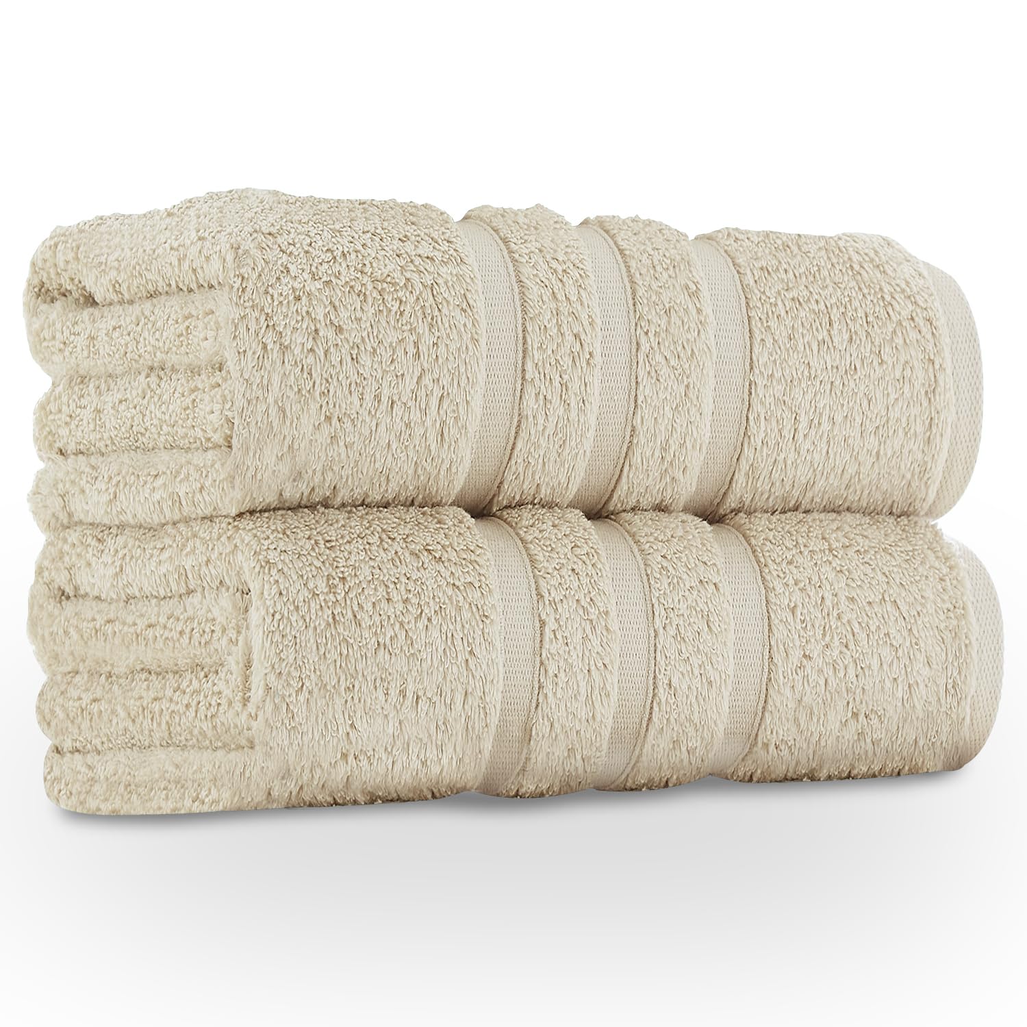 GC GAVENO CAVAILIA 550 GSM Jumbo Bath Sheets Towels Large 2Pk | Quick Dry & Highly Absorbent Extra Large Bath Sheets Cotton Towels Set | Hotel Quality Towel Super Jumbo Bath Sheet (100x180 Cm) Natural