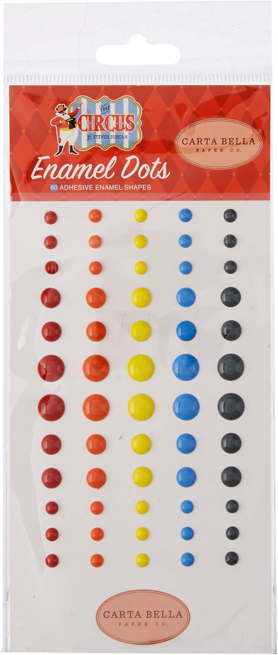 Carta Bella Paper Company Circus Ephemera, Red, Orange, Cream, Yellow, Black