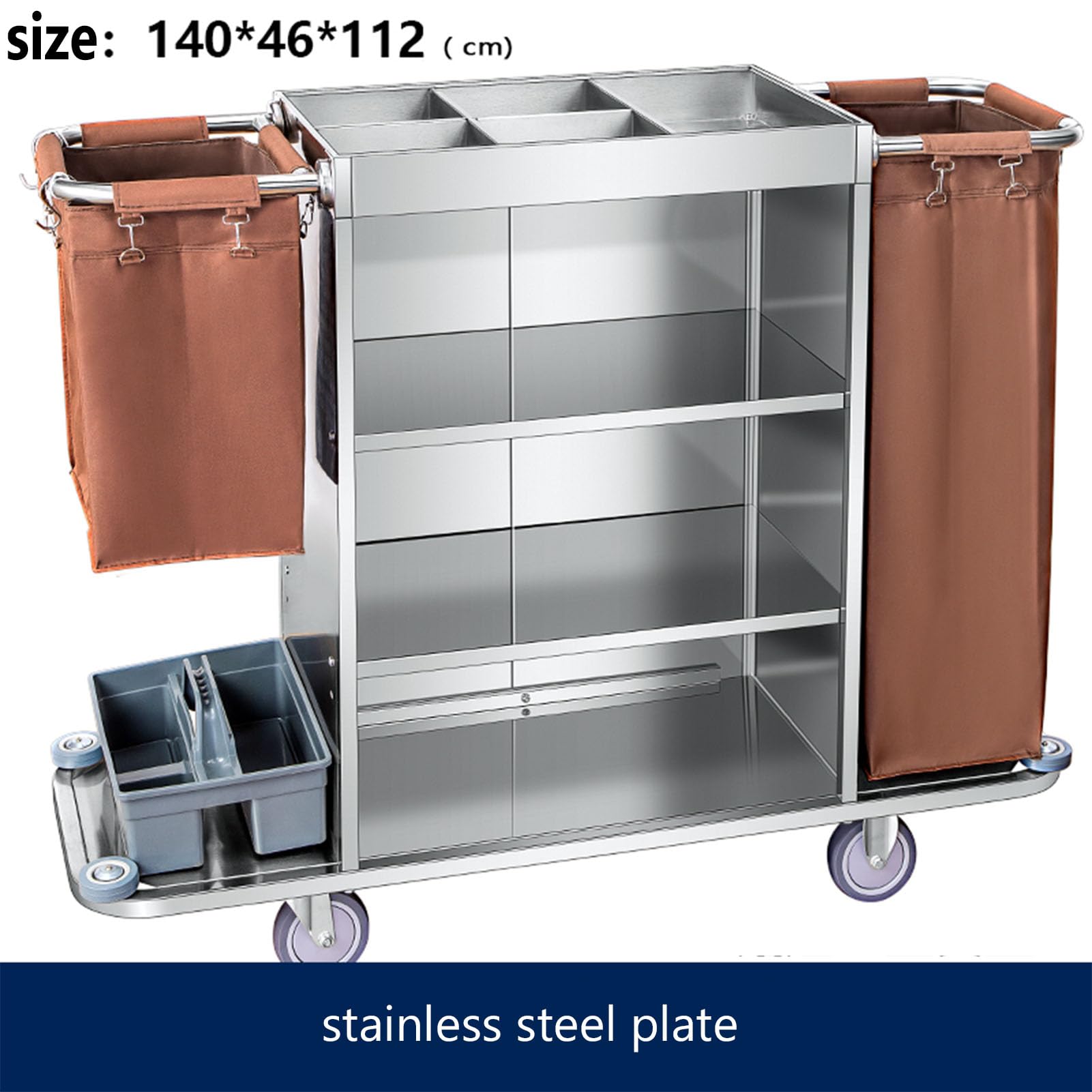 TFDRSEXVD Carrello per la Pulizia/Albergo Carrello per Le Pulizie Commerciale con Sacchi Carrello per custodi Commerciale Carrelli per la Pulizia su Ruote,Argento,Type B