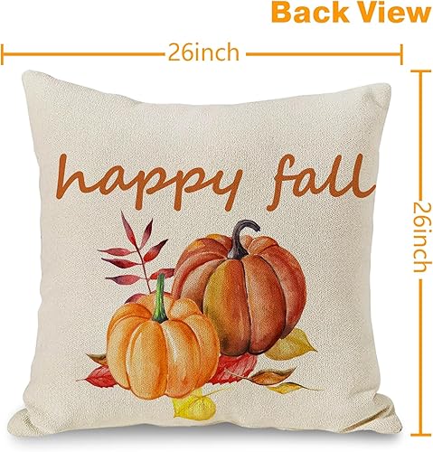 Miniatura 8 de JOOCAR Juego de 2 fundas de almohada de lino con diseño a cuadros de búfalo blanco y naranja de 18 x 18 pulgadas, fundas de almohada cuadradas