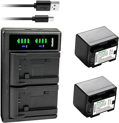 Kastar 2-Pack Battery and LTD2 USB Charger Replacement for Canon VIXIA HF R72 HFR72, VIXIA HF R80 HFR80, VIXIA HF R82 HFR82, VIXIA HF R300 HFR300, VIXIA HF R400 HFR400, VIXIA HF R500 HFR500