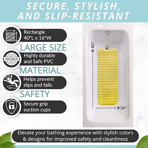 Miniatura 3 de ENKOSI - Alfombra de baño antideslizante grande para bañera y ducha. Alfombra de baño extra larga de 40 x 16 pulgadas para bañera antideslizante (40