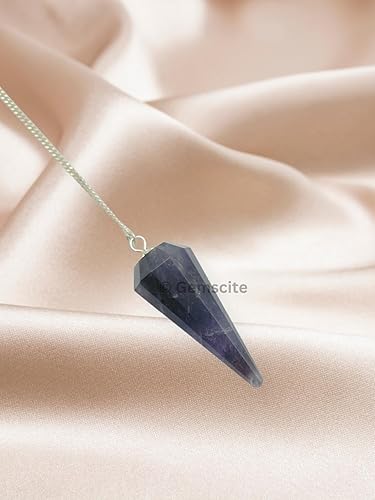 Miniatura 4 de Péndulo de cristal de amatista natural de 12 facetas con bolsa de piedra curativa cuarzo reiki cargado