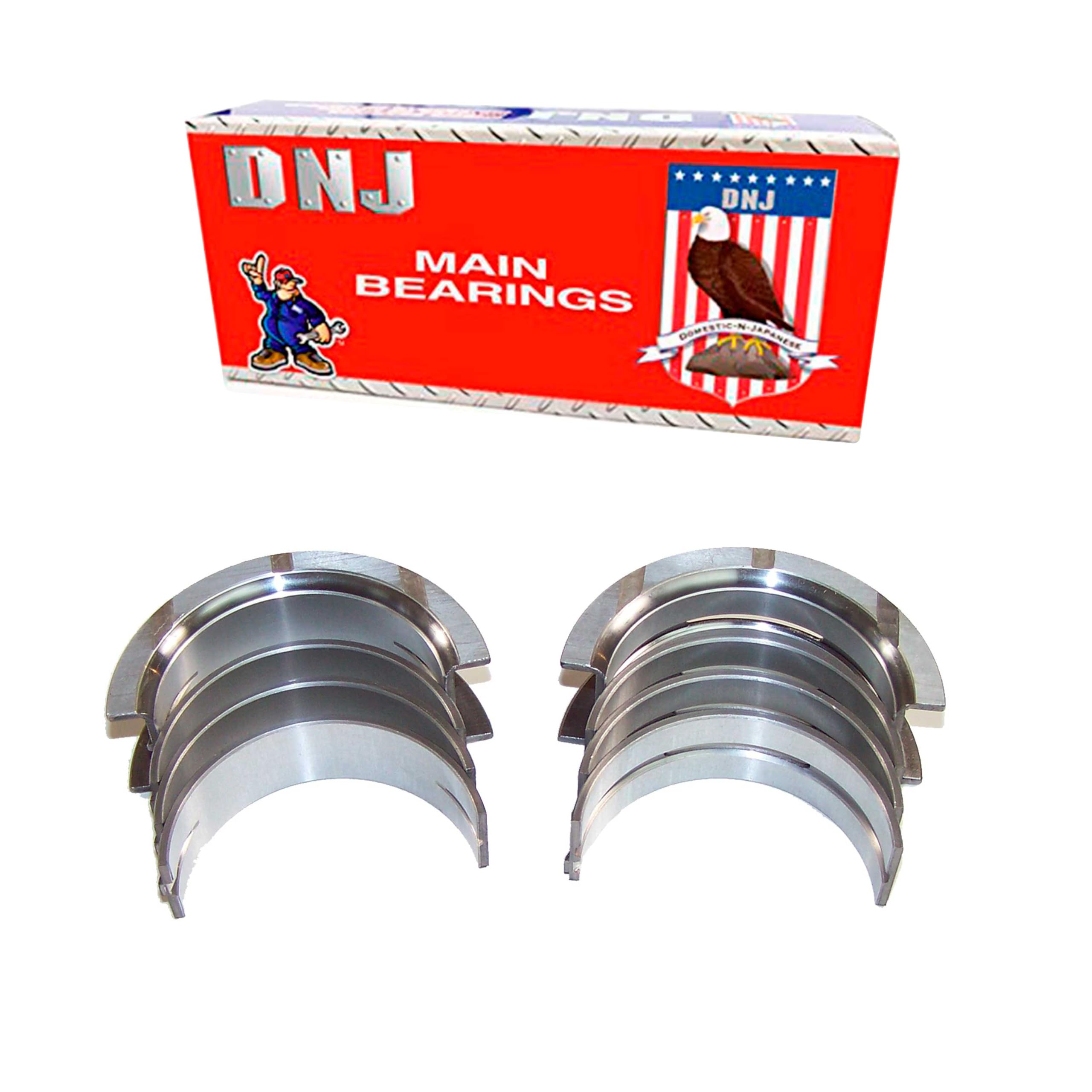 DNJ MB4116 Main Bearings Set Standard for 1989-2008 Ford, Lincoln, Mercury Continental, Cougar, E-150 3.8L-4.2L V6 12V OHV 232cid