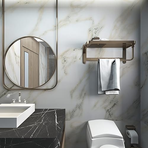 Miniatura 5 de Papel tapiz de mármol de 16 x 118 pulgadas (paquete de 2), papel de contacto de granito, impermeable, extraíble para encimeras de cocina y dormitorio