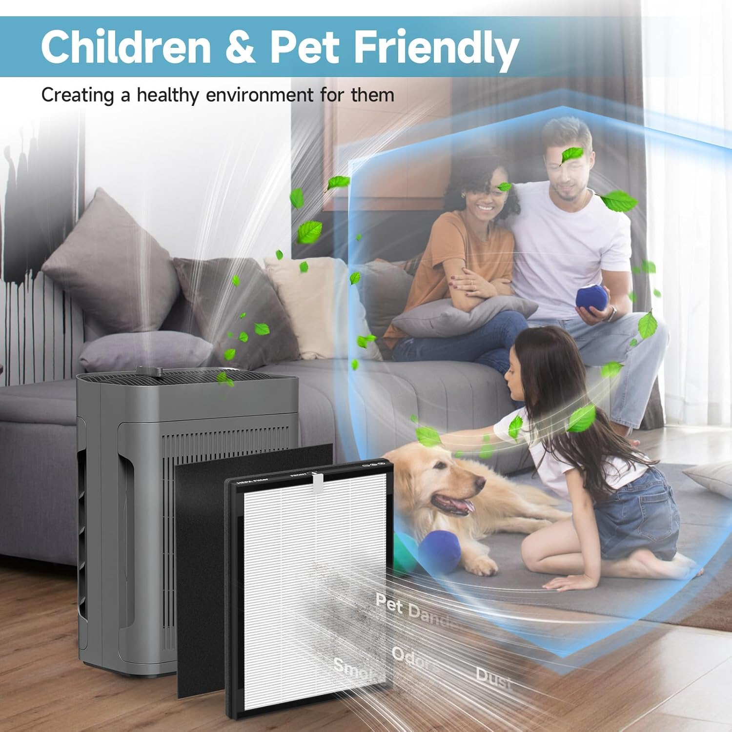 MK-AP01 Replacement Filter Compatible with TER Air MK-AP01 Air Purifier, Double-Sided Filters for Home Large Room up to 3000sq.ft, H13 True HEPA and Activated Carbon Filter, 4 Pack - Image 6