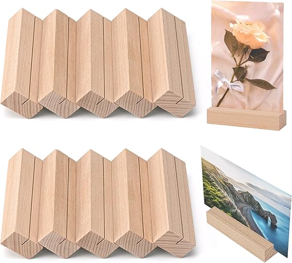 Porte Photo Worown 12 Pièces Porte Carte Bois, Porte-Photos Et Porte-Menus En Bois Pour Mariages Et Restaurants - Porte-Numéros De Table (10x3x2 Cm Pince Photo - 7