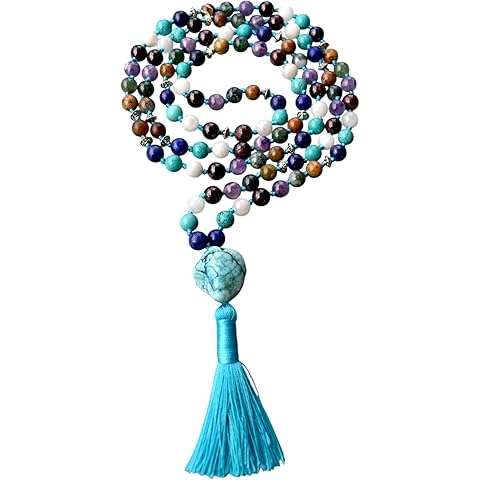 Hand-Knotted Aquarius Zodiac Sign Mala Necklace – January February Birthstone - Thi...