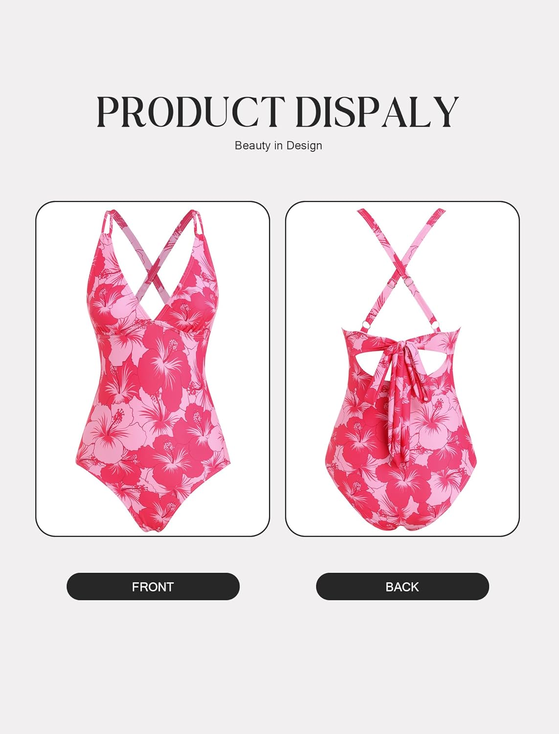 ZAFUL Womens One Piece Swimsuits Tummy Control Push Up Bathing Suit Double Straps Crisscross Back Tie Swimwear