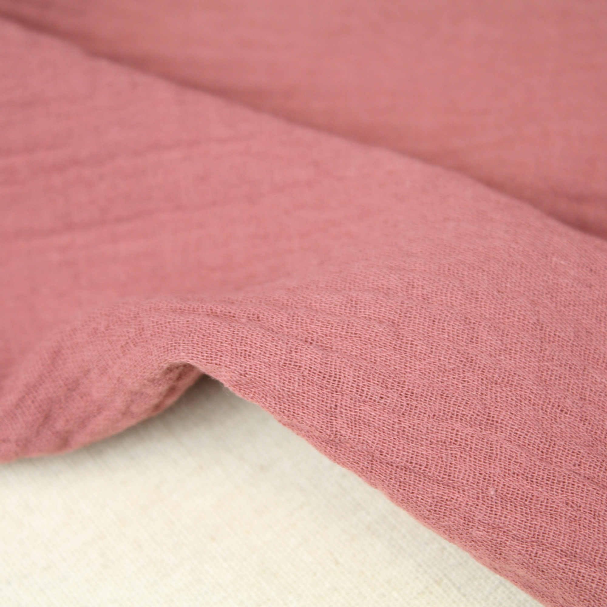Double Gauze 100% Cotton Fabric Dressmaking Plain Lightweight Soft Muslin (Rose Down)