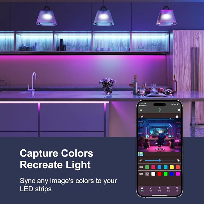 Tiras de Luces LED RGB Multicolor 200FT con Control Bluetooth miniatura 6