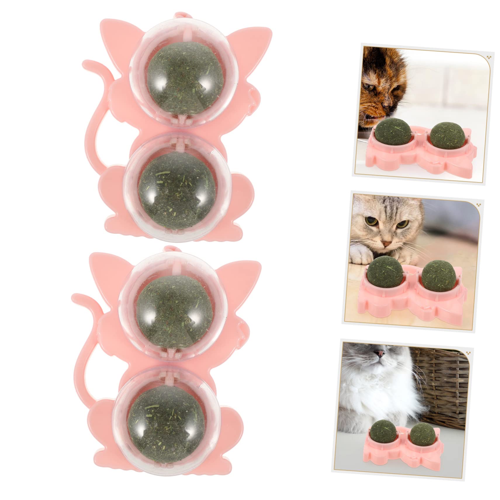 ABOOFAN 6 Pièces Jouet pour Chat Mini Boule Murale à l'herbe à Chat Bulles d'herbe à Chat Jouets pour Chats D'intérieur Ensemble De Jeu Intérieur Support Faire Tourner Mâcher Plastique