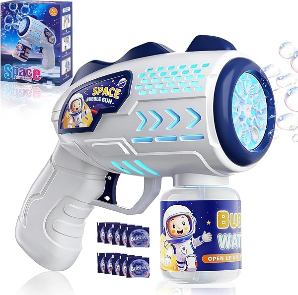 Automatic Bubble Machine, LED Bubble Guns for Kids with 1 Bottles 100ML Bubble Liquid, Outdoor Toys, Kids Wedding and Easter Party Gifts - 1