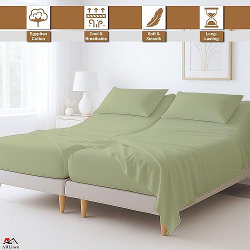 Miniatura 2 de Juego de sábanas divididas tamaño King para camas ajustables, juego de sábanas divididas de algodón de 5 piezas de 600 hilos, 100% algodón, juego de