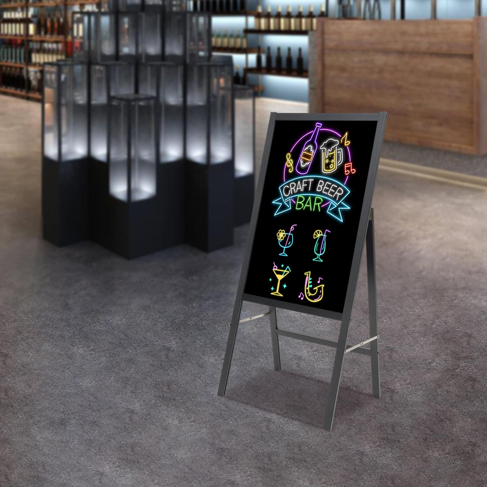 Kreidetafel Aufsteller, LED-Anzeigetafel -7 Lichtfarben und 11 Blinkmodi-8 fluoreszierende Marker-Werbetafel, Schreibtafel Klein Buffet Schilder für Restaurant Café Hochzeit Party (40x60cm)