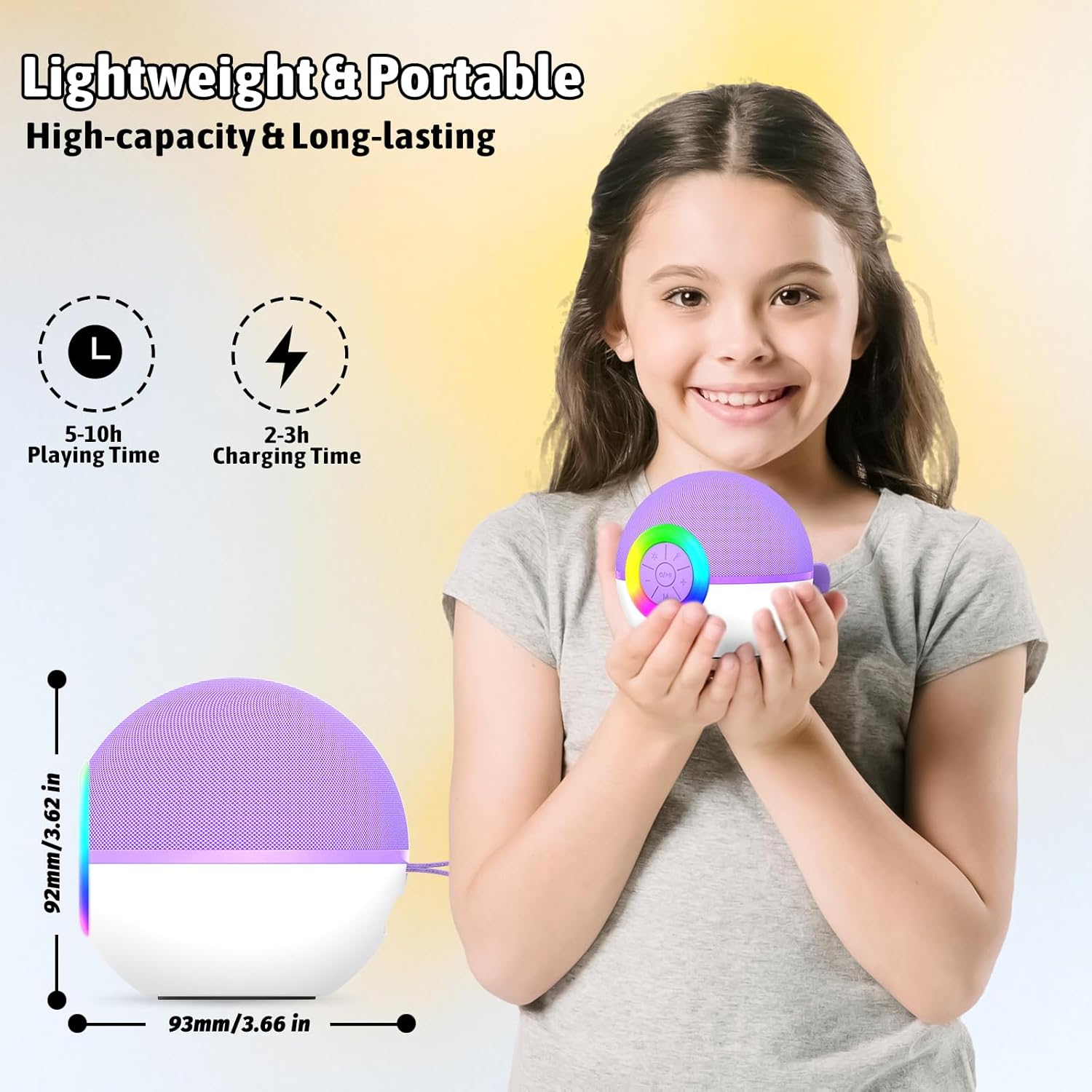 Karaoke Microphone Machine Toys for Kids Adults, Mini Portable Bluetooth Speaker with 2 Wireless Mics, Christmas Birthday Gifts for Boys Girls Ages 3 4 5 6 7 8 9 10 11 12+ Year (Purple) - Image 3
