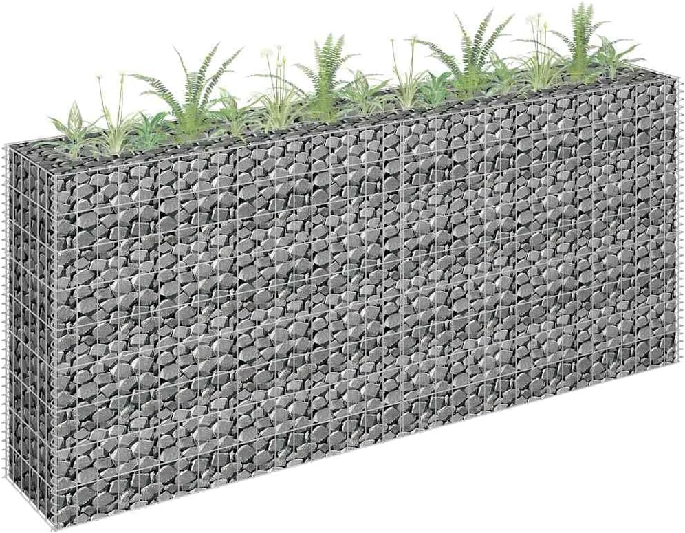 vidaXL Gabion Raised Bed - Galvanized Steel, Weather-, Easy Assembly, Spacious - Perfect for Garden or Patio Addition, Sliver, 70.9"x11.8"x35.4"