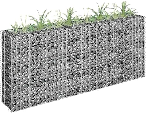 Miniatura 2 de vidaXL Gabion - Maceta elevada para pared, jardín, césped, patio, jardín, jardín, jardín, jardín, jardín, flores, acero galvanizado, 70.9 x 35.4