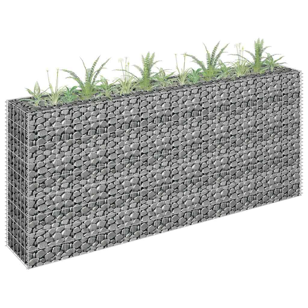 Gabiony podwyższona grządka z ocynkowanej stali, srebrna, 180 x 30 x 90 cm, kosz druciany o wymiarach oczek 10 x 5 cm, do ogrodu, na taras, balkon, jako naczynie na rośliny i dekoracja