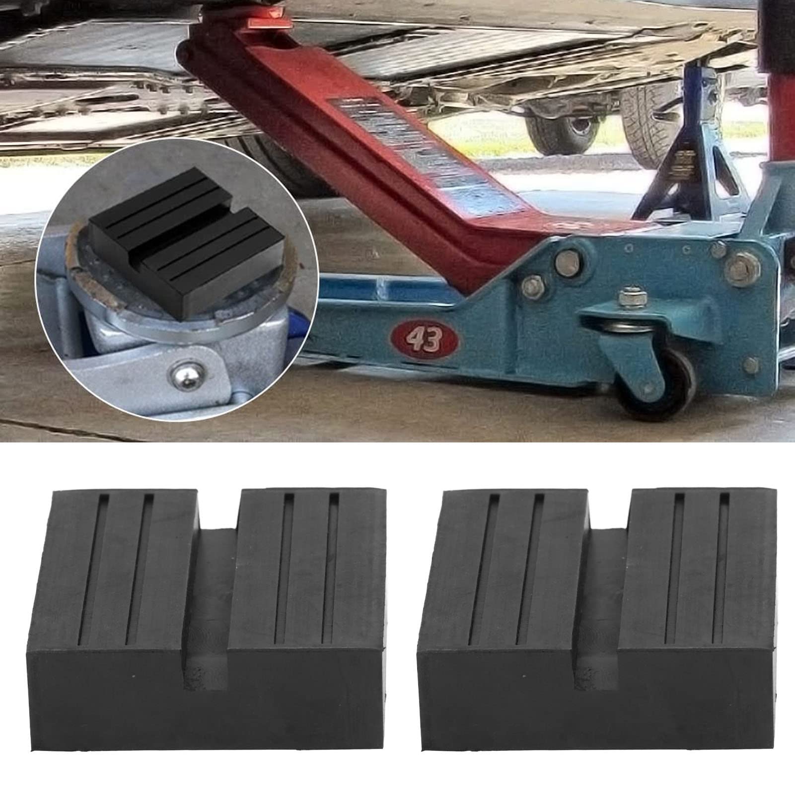 2 Pcs Jack Rubber Pad, Universal Slotted Frame Rail Pad Adapter Good Crush Resistancing Jack Lift Puck Jack Stands Pinch Weld Jack Adapter Protector for Car Maintenance