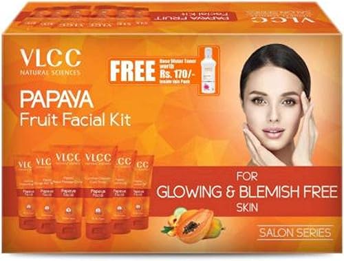VLCC Kit facial de frutas de papaya + tóner de agua rosa gratis, vale la pena Rs 170, 10.58oz + 3.4fl oz