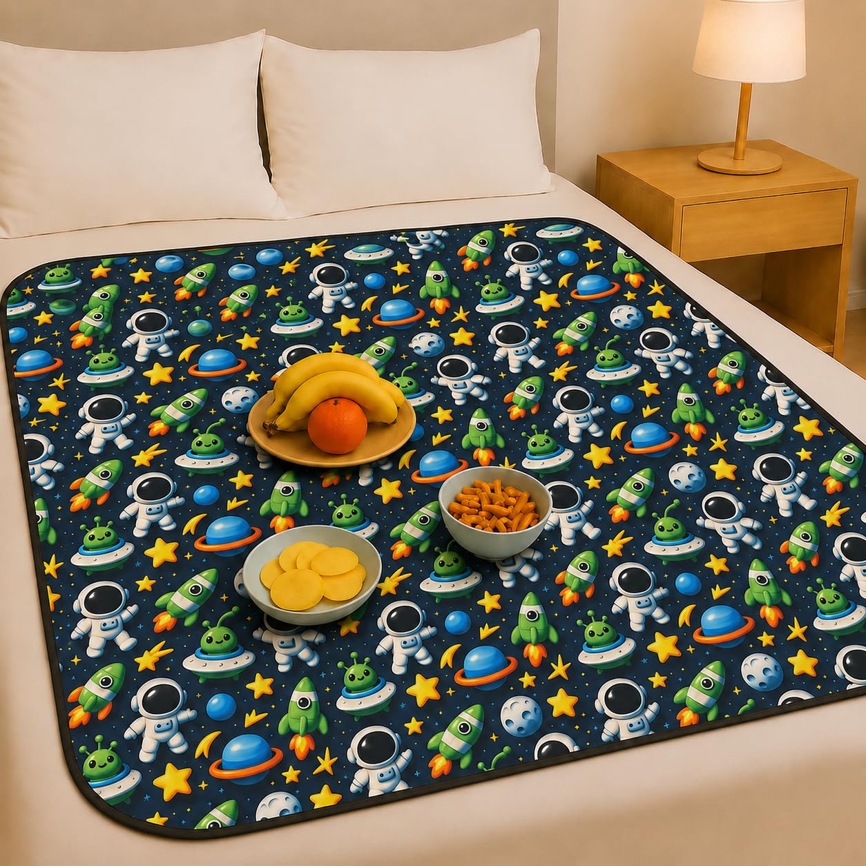 Waterproof Food Mat for Bed | Reversible Bed Server for Home, Kitchen & Living Room Size- 36"x36" (Trendy)-image-5