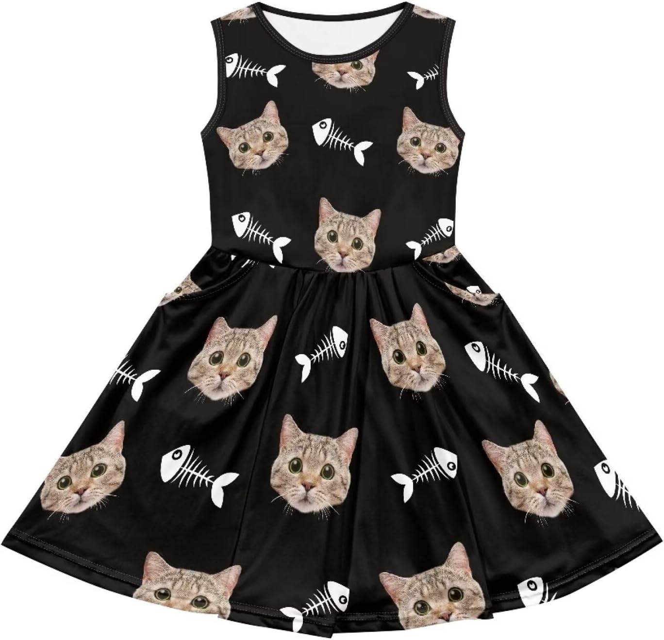 Loose Fit Casual Sleeveless Dresses for Girls Swing Flowy Soft Cute Summer Twirly Sundress with Side Pockets