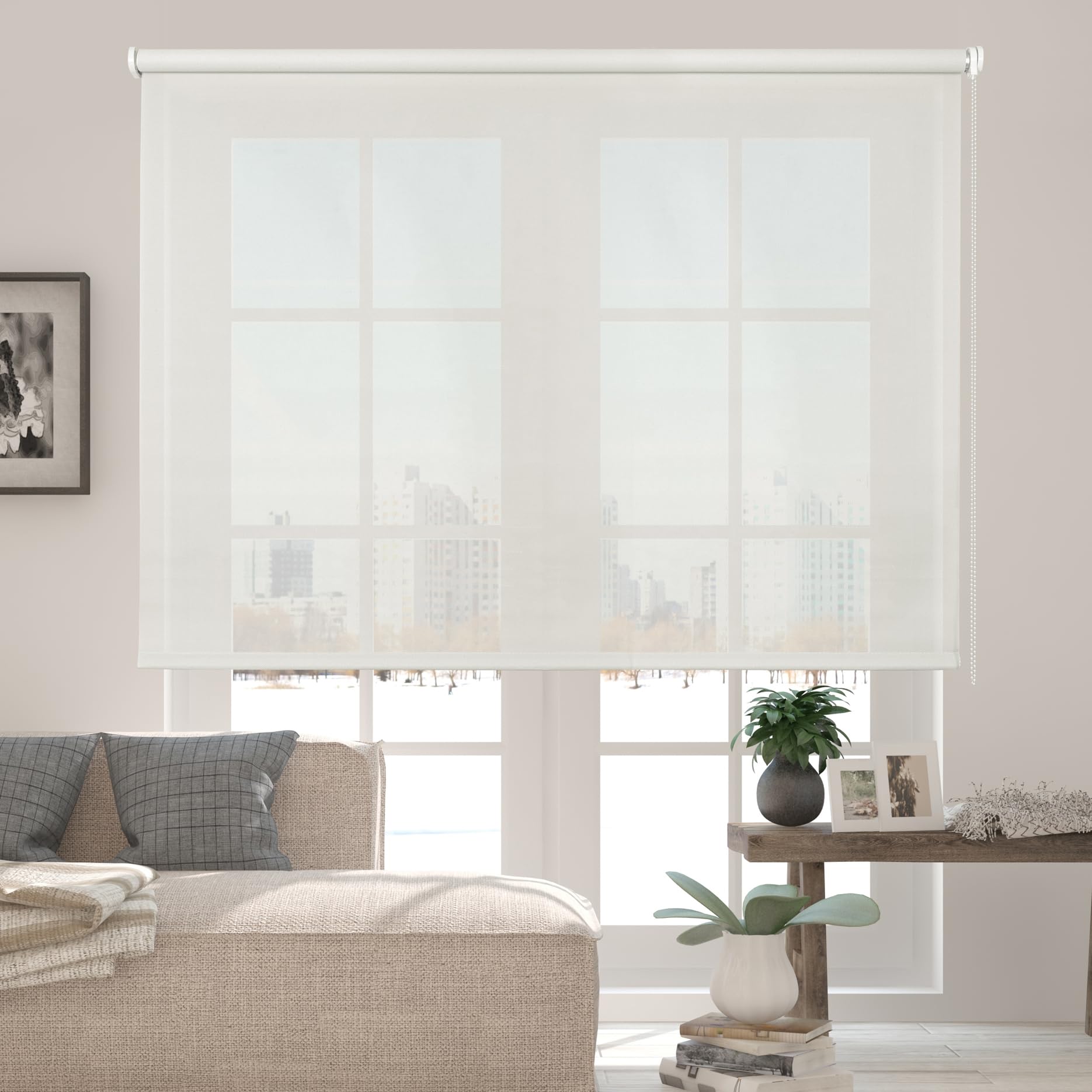 Store Enrouleur Screen Thermique Tamisant STORESDECO Blanc 90x180 cm