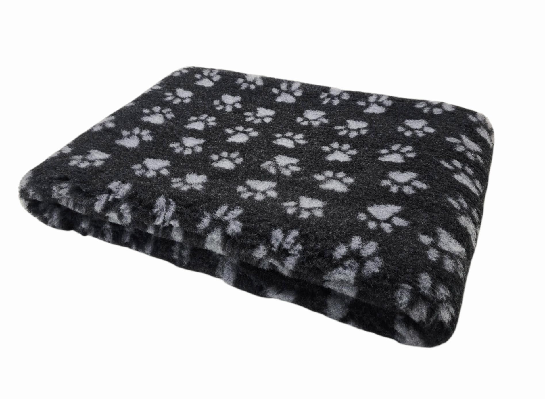 WOOF AND PUP | Non Slip Vet Bedding | Charcoal & Grey Paw Print | Machine Washable | UK Manufactured | Non-slip | Dog Bed | Whelping | Vet Bed For Dogs | Cats | Animals (100cm x 75cm)