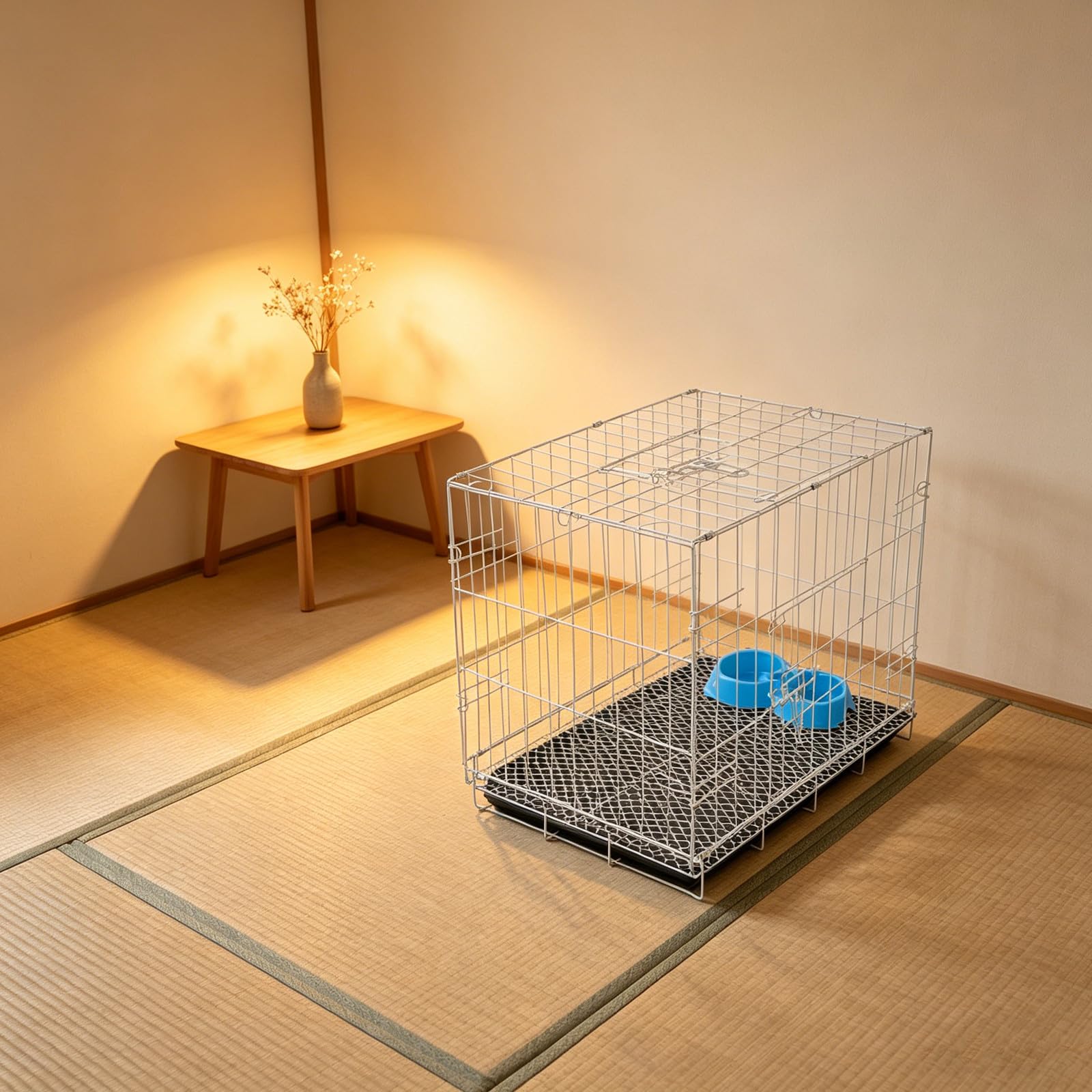Cage pour Chien Petite Taille 50 x 40 x 35,5 cm - Cage à Une Porte avec Plateau Anti-fuites et gamelle - Pliable en Fil de Fer pour l'intérieur, l'extérieur et Les Voyages -