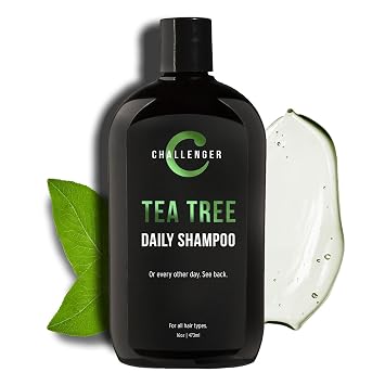 Challenger Mens Tea Tree Shampoo - 16oz Sulfate Free w/Vitamins, Argan Oil, Biotin - for Men & Women - Keratin, Vitamin C, Vitamin D, Protein, No Artificial Colors 2-3 Month Supply